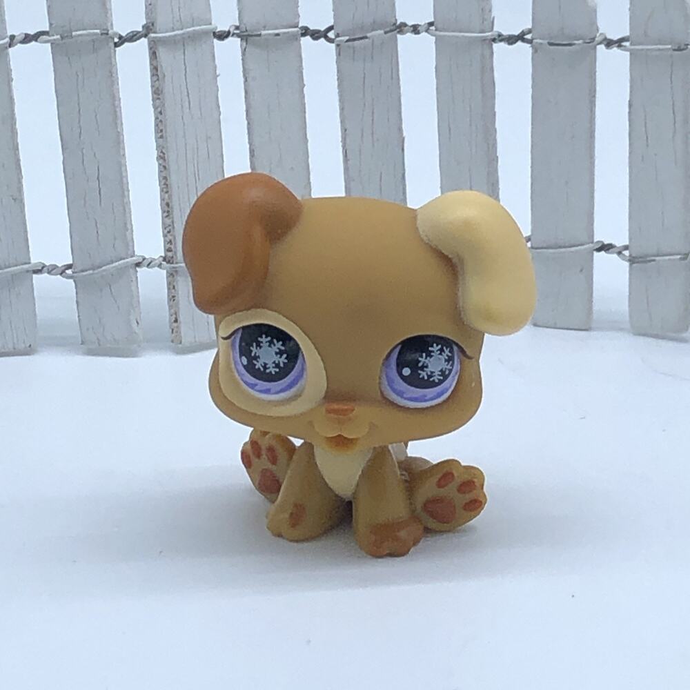 Littlest Pet Shop 760 Brown Boxer Puppy Dog Purple Snowflake Eyes
